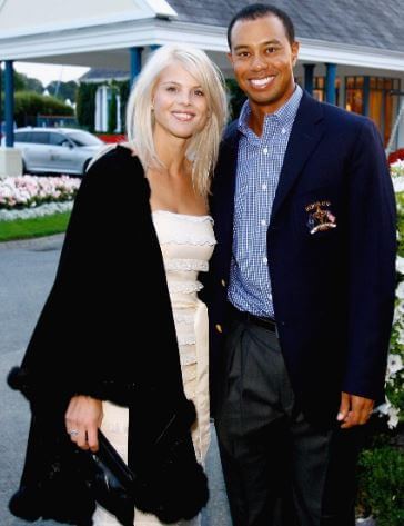 Charlie Axel Woods's father, Tiger, with his ex-wife Elin 